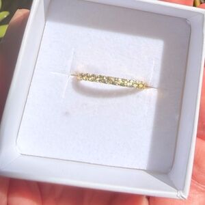 Peridot Half Eternity Band | Light Green Gemstone | 14K Gold Plated | Stackable